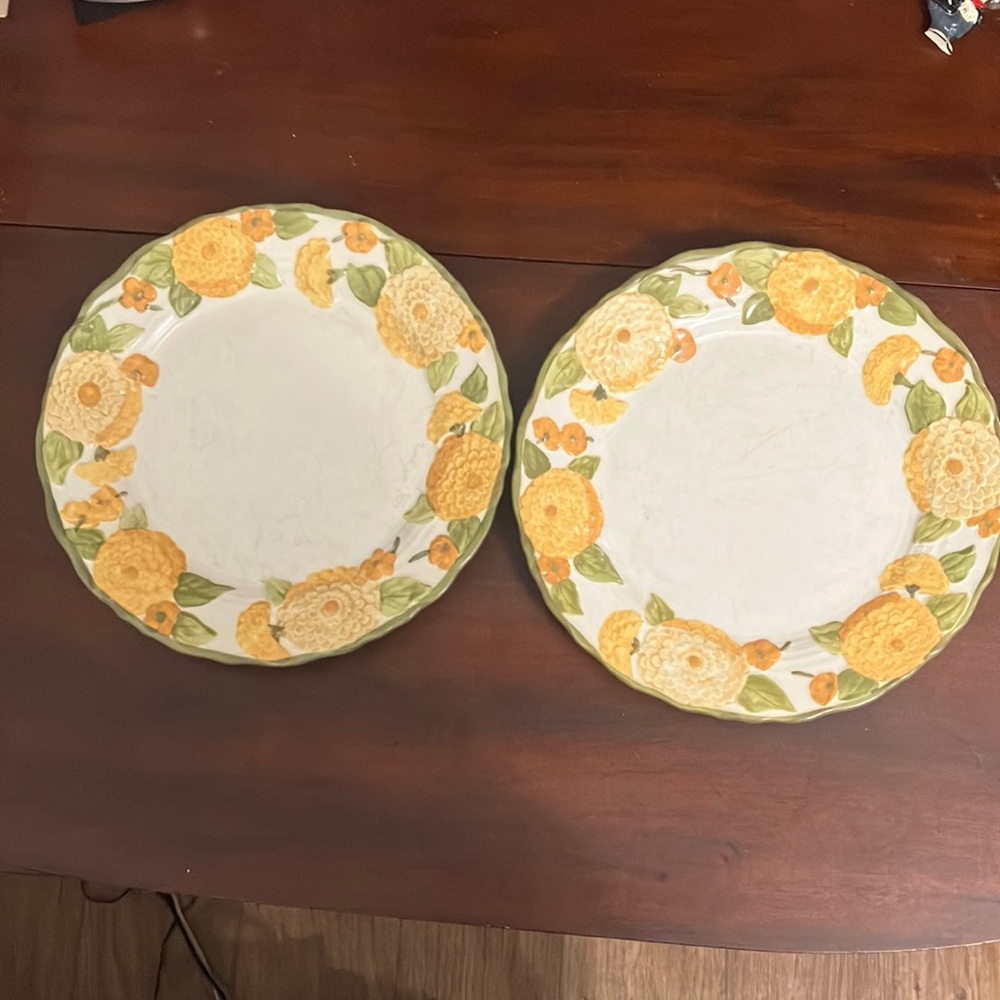 Set of 2 Vintage Zinnia Poppytrail by Metlox 10.25" Dinner Plates
